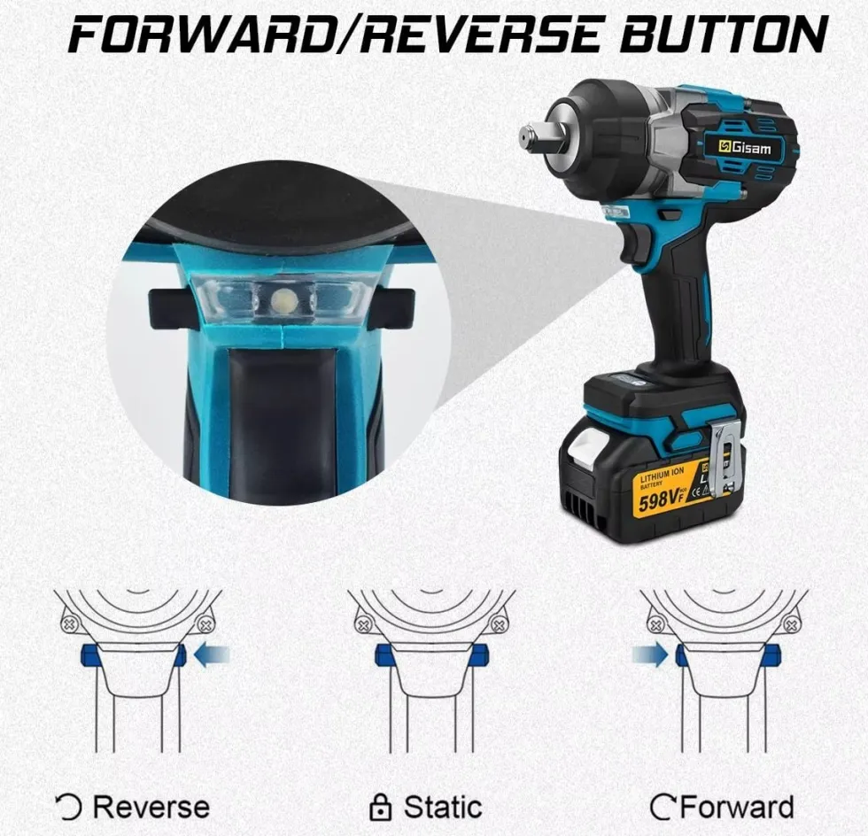 Slagskruvdragare 2800Nm 1/2" Borstlös– Kompatibel med Makita 18V Batteri – Batteridriven Mutterdragare för Däckbyte