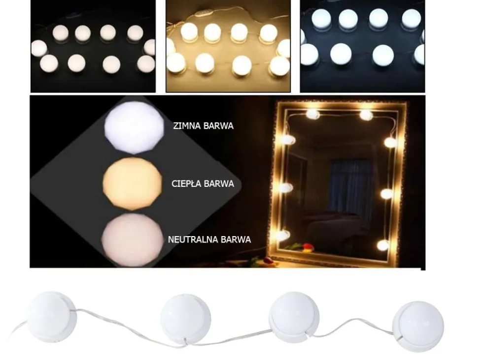 Sminkbordsljus med 10 LED-lampor