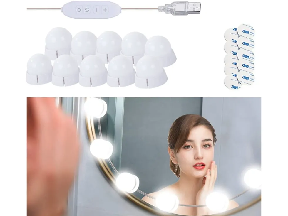 Sminkbordsljus med 10 LED-lampor