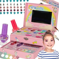 Smink- och nagelset för barn / Unicorn sminkväska