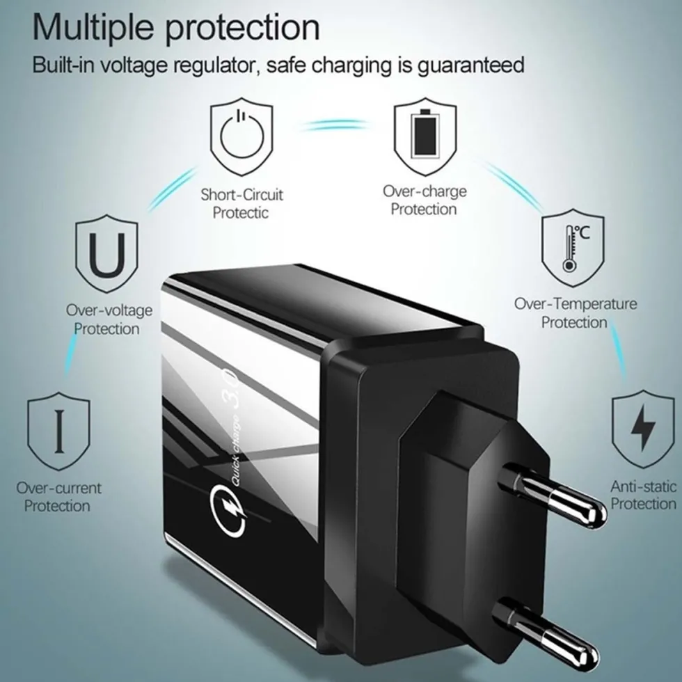 Snabbladdare 4x USB Quick Charge 3.0 3.1A Vit