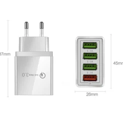 Snabbladdare 4x USB Quick Charge 3.0 3.1A Vit