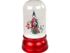 Snöglob juldekoration 32 cm med jultomte, ljus/ljud och snöfall