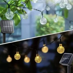 Solcellsdriven LED-ljusslinga 100 bollar varmvit 11,6 m IP44