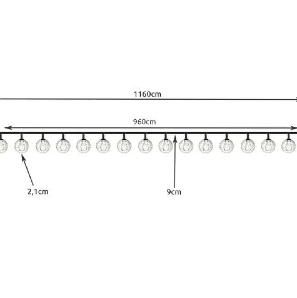 Solcellsdriven LED-ljusslinga 100 bollar varmvit 11,6 m IP44