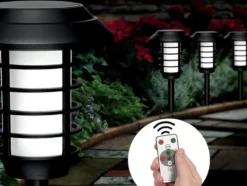 Solcellsdriven trädgårdslampa med RGB och fjärrkontroll