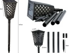 Solcellsfackla LED med flamljus och skymningssensor IP65 59–107 cm