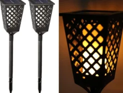 Solcellsfackla LED med flamljus och skymningssensor IP65 59–107 cm