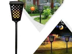 Solcellsfackla LED med flamljus och skymningssensor IP65 59–107 cm