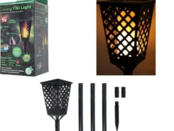 Solcellsfackla LED med flamljus och skymningssensor IP65 59–107 cm