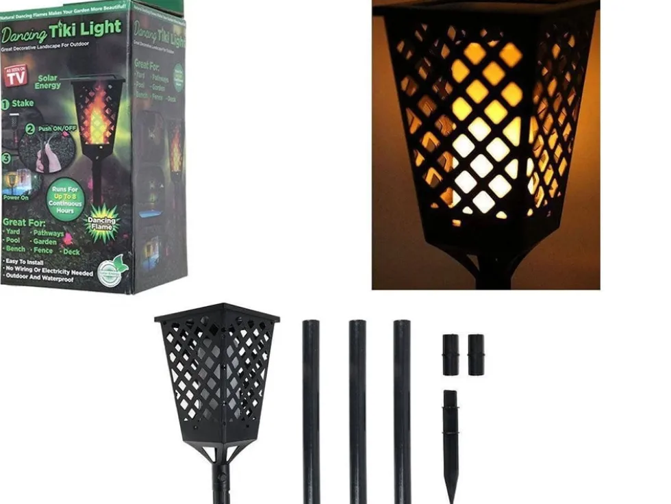 Solcellsfackla LED med flamljus och skymningssensor IP65 59–107 cm