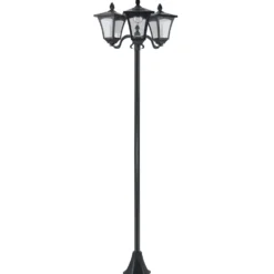 Solcellslampa för trädgård, 3 LED, klassisk utomhusgolvlampa, IP44, 51,5x47x182,5cm