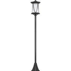 Solcellslampa för utomhusbruk, LED-trädgårdslampa med på/av-brytare, 17 x 17 x 127 cm, svart
