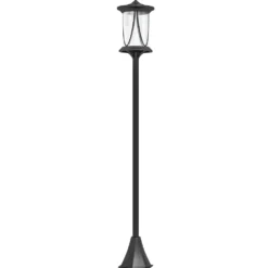 Solcellslampa för utomhusbruk, LED-trädgårdslampa med på/av-brytare, 17 x 17 x 127 cm, svart