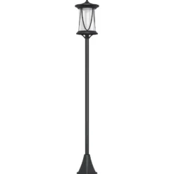Solcellslampa för utomhusbruk, LED-trädgårdslampa med på/av-brytare, 17 x 17 x 127 cm, svart