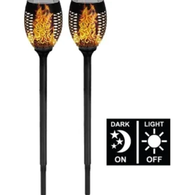 Solcellslampa med flammeffekt för trädgård 2-pack