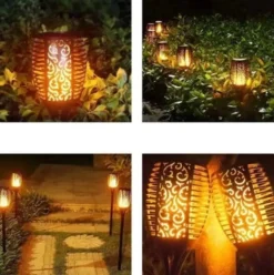 Solcellslampa trädgårdsfackla LED 12 st varmvit flammeffekt 51 cm