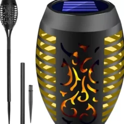Solcellslampa trädgårdsfackla LED 12 st varmvit flammeffekt 51 cm
