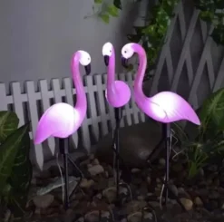 Solcellslampor flamingo 3-pack LED vit IP44 trädgårdsbelysning