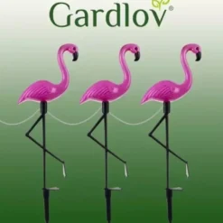 Solcellslampor flamingo 3-pack LED vit IP44 trädgårdsbelysning