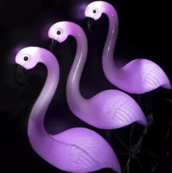 Solcellslampor flamingo 3-pack LED vit IP44 trädgårdsbelysning