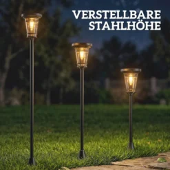 Solcellslykta 2-delat set golvlampa 180 cm höjdjusterbar med 2 ljusstyrkelägen ljussensorbrytare, IP44