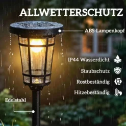 Solcellslykta 2-delat set golvlampa 180 cm höjdjusterbar med 2 ljusstyrkelägen ljussensorbrytare, IP44