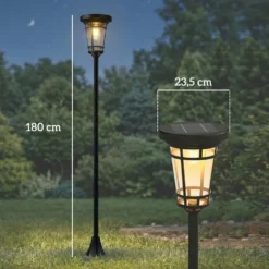 Solcellslykta 2-delat set golvlampa 180 cm höjdjusterbar med 2 ljusstyrkelägen ljussensorbrytare, IP44