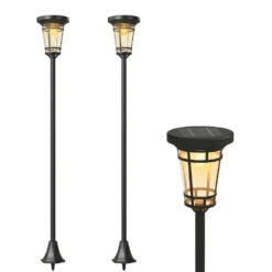 Solcellslykta 2-delat set golvlampa 180 cm höjdjusterbar med 2 ljusstyrkelägen ljussensorbrytare, IP44