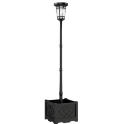 Solcellslykta Golvlampa med Blomkruka 195cm Utomhusträdgårdslykta med 2 ljusstyrkenivåer Ljuskontrollströmbrytare IP44