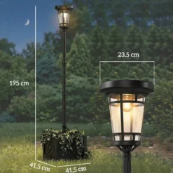 Solcellslykta Golvlampa med Blomkruka 195cm Utomhusträdgårdslykta med 2 ljusstyrkenivåer Ljuskontrollströmbrytare IP44