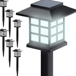 Solcells trädgårdslampor 6-pack IP44 kallvit 13000K skymningssensor