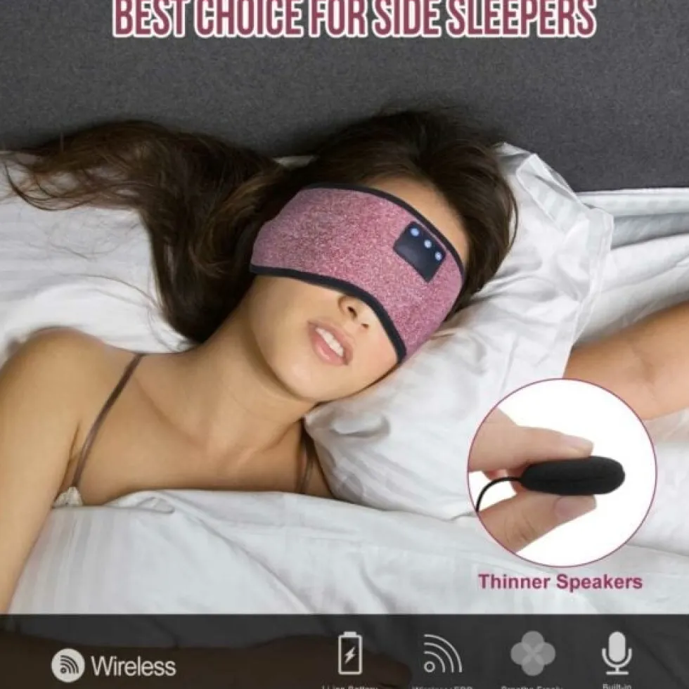 Sovhörlurar - Pannband & Ögonmask med Bluetooth Hörlurar Blå