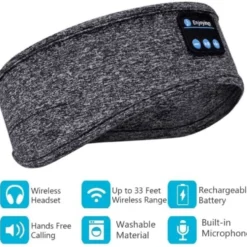 Sovhörlurar - Pannband & Ögonmask med Bluetooth Hörlurar Röd