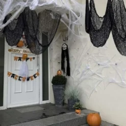 Spindelnät Halloween-dekoration svart 198x76 cm 55 g