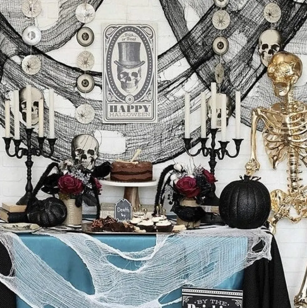 Spindelnät Halloween-dekoration svart 198x76 cm 55 g