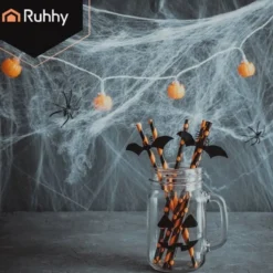 Spindelnät Halloween-dekoration 2,5 m² med 2 svarta spindlar