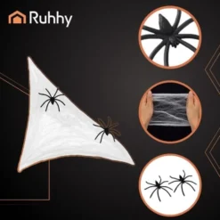 Spindelnät Halloween-dekoration 2,5 m² med 2 svarta spindlar
