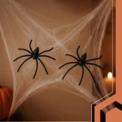 Spindelnät Halloween-dekoration 2,5 m² med 2 svarta spindlar