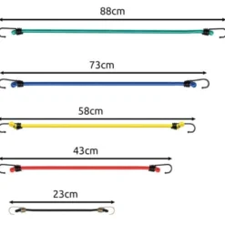 Spännband gummiband med krokar 12-pack PP-belagd latex, förvaringspåse