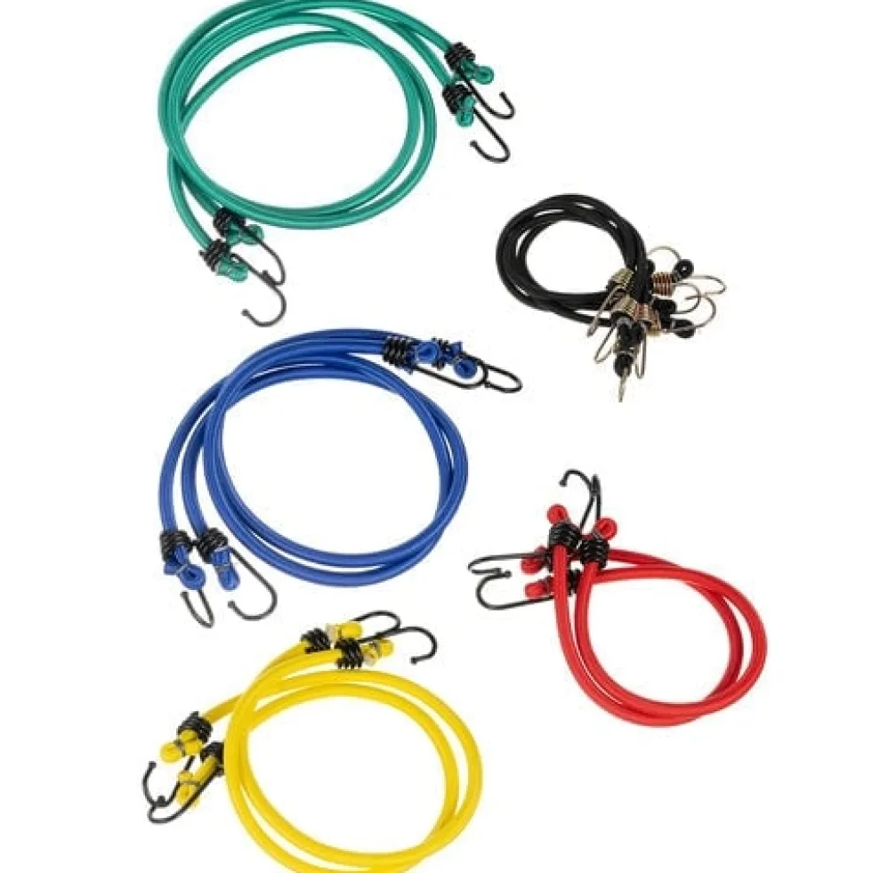 Spännband gummiband med krokar 12-pack PP-belagd latex, förvaringspåse