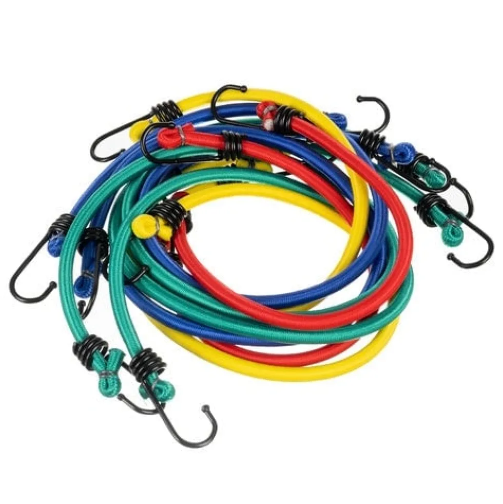 Spännband gummiband med krokar 12-pack PP-belagd latex, förvaringspåse
