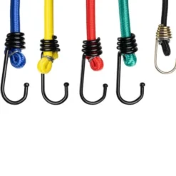 Spännband gummiband med krokar 12-pack PP-belagd latex, förvaringspåse