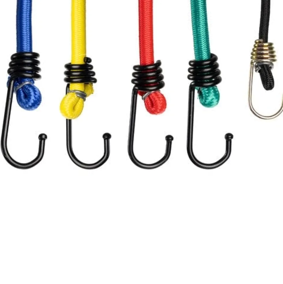 Spännband gummiband med krokar 12-pack PP-belagd latex, förvaringspåse