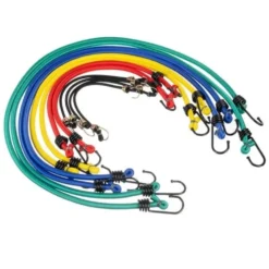 Spännband gummiband med krokar 12-pack PP-belagd latex, förvaringspåse