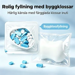 Squishy klämleksak tvålblock med byggklossfyllning - Formbar utan återstuds - Knastrig känsla - Ca 13 cm