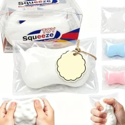 Squishy klämleksak tvålblock med byggklossfyllning - Formbar utan återstuds - Knastrig känsla - Ca 13 cm