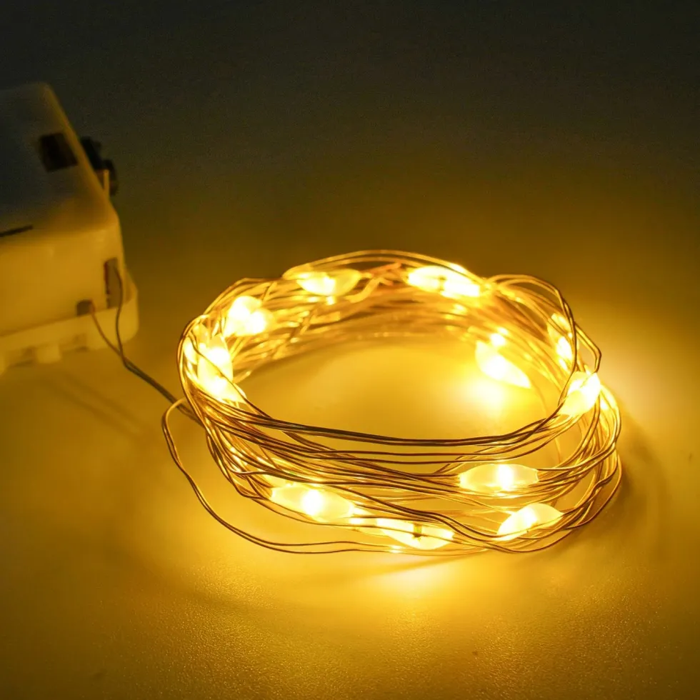 2st Batteridriven LED Ljusslinga Varm Vit 1m