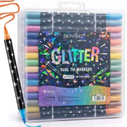 24st Dual Tip Glitter Målarpennor 48 Färger Akryl