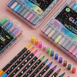 36st Dubbelsidiga Glitter Målarpennor 72 Färger Akryl